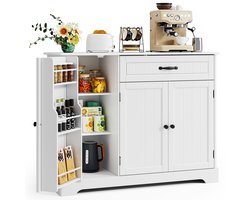 Xbro Keukenkast met 1 Lade en 3 Deuren – Buffetkast met Verstelbare Planken en Open Vak – Voor Keuken, Eetkamer of Woonkamer – 105 x 40 x 84 cm – Wit