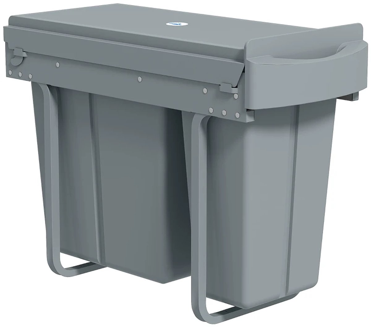 Inbouw Prullenbak - 30 liter (20 L + 10 L) - Onder De Kast - Uitschuifbare - 2 Uitneembare Emmers - Keuken Afvalverzamelaar - Afvalemmer - Afvalscheidingssysteem Met Telescopische Rails - Grijs