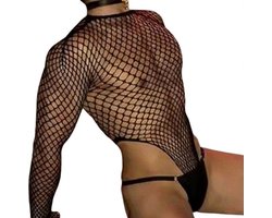 V-Line Bodystocking heren - Mesh jumpsuit - Erotisch mannen lingerie - One size