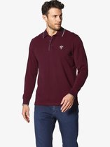 Babista herren Poloshirt Met Lange Mouwen - 50 - donkerrood - Plus Size