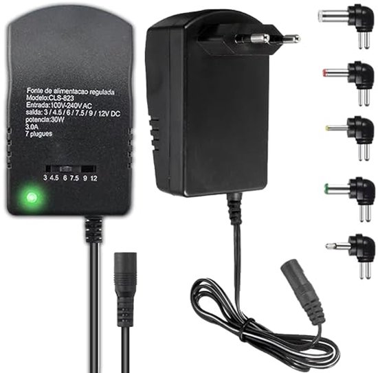 Retoo Universele AC-adapter – 3 Tot 12V, 3A, Met 6 Verwisselbare Stekkers, Geschikt Voor Vele Apparaten, Incl. Beveiliging
