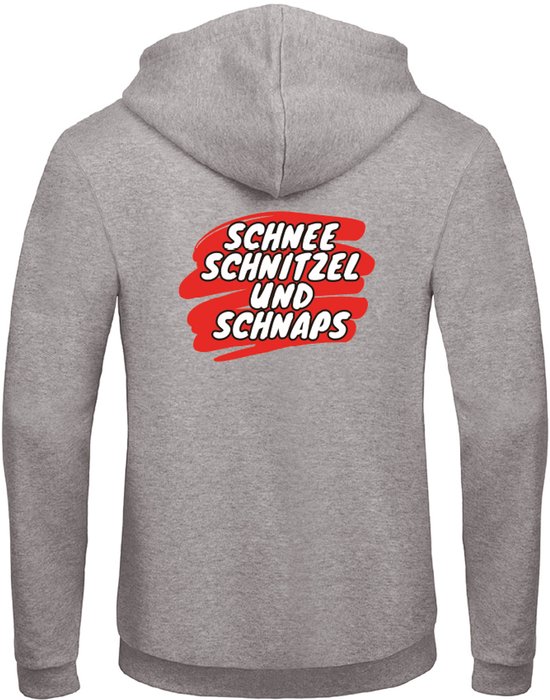 Schnee, schnitzel und schnaps wintersport hoodie grijs L - soBAD. | Foute apres ski outfit | kleding | verkleedkleren | wintersporttruien | wintersport dames en heren