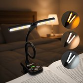 Leeslampje voor Boek Oplaadbaar USB – 8 standen 80 uur lezen – Boekenlampje – Boeklampje met klem – Klemlamp Bedlampjes Leeslampjes – Zwart – Woodoro