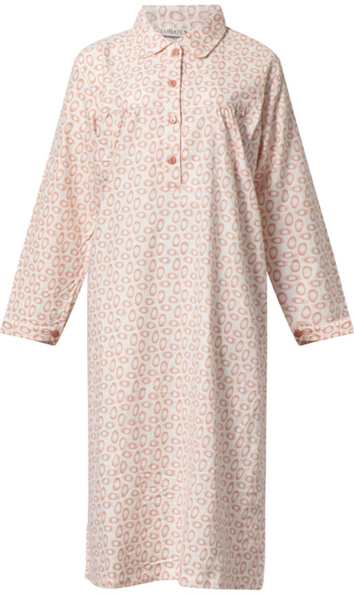 Lunatex klassiek dames nachthemd 643997 met doorknoop - flanel - pink egg Roze