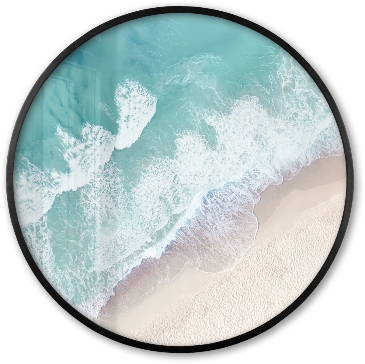 FrameYourWall Poster in lijst Rond - Fotolijst 60x60 cm - Posters - Strand - Zee - Natuur - Zomer - Ronde posterlijst zwart - Decoratie - Wanddecoratie woonkamer - Muurdecoratie slaapkamer