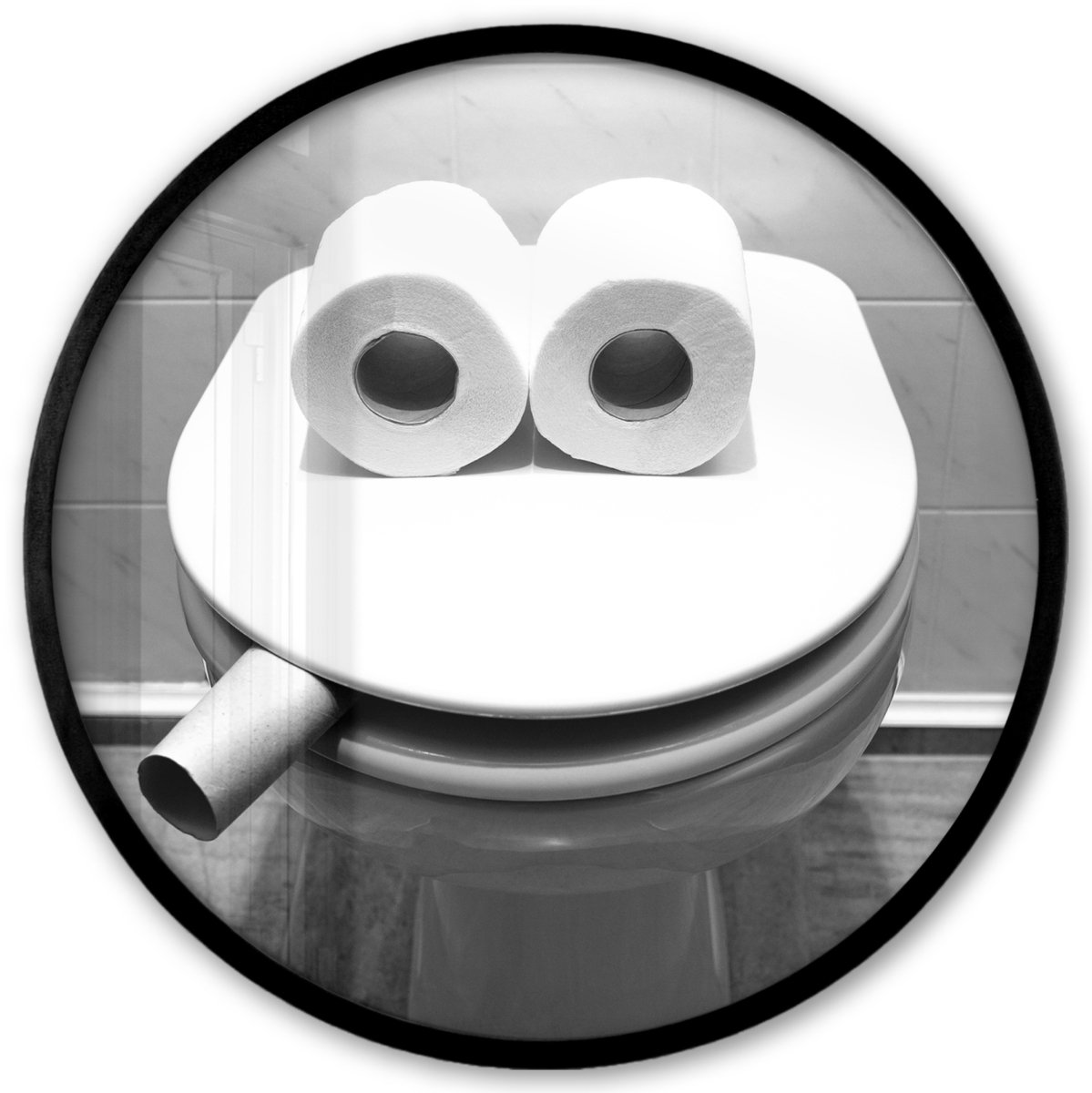 FrameYourWall Poster in lijst Rond - Fotolijst 40x40 cm - Posters - WC - Bril - Grappig - Toilet - Ronde posterlijst zwart - Decoratie - Wanddecoratie woonkamer - Muurdecoratie slaapkamer WC rol