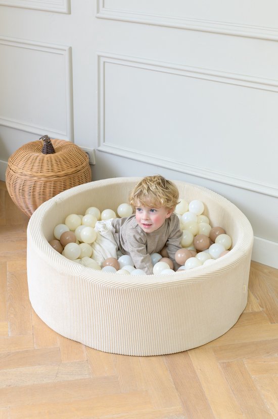 Babiem® Milou – Piscine à balles – Incl. 200 Balles – Piscine à balles – Balles pour piscine à balles – Piscine à balles Bébé – 90 cm de diamètre – Jouets 1 an – 1 à 5 ans – Beige