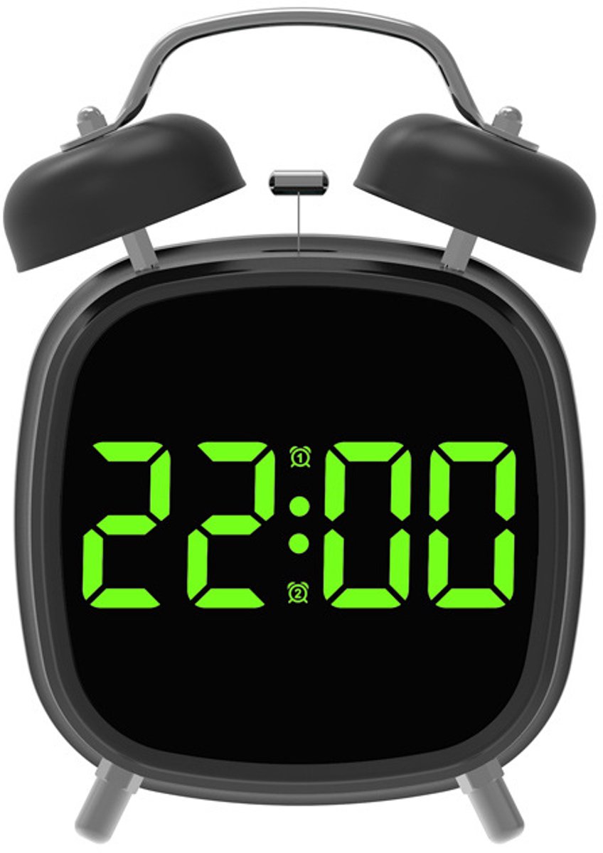 Daity 1 Pack - Wekker - wekker met dubbele bel - luide creatieve wekker - kleine digitale klok - op batterijen - geschikt voor woonkamer - slaapkamer en studeerkamer