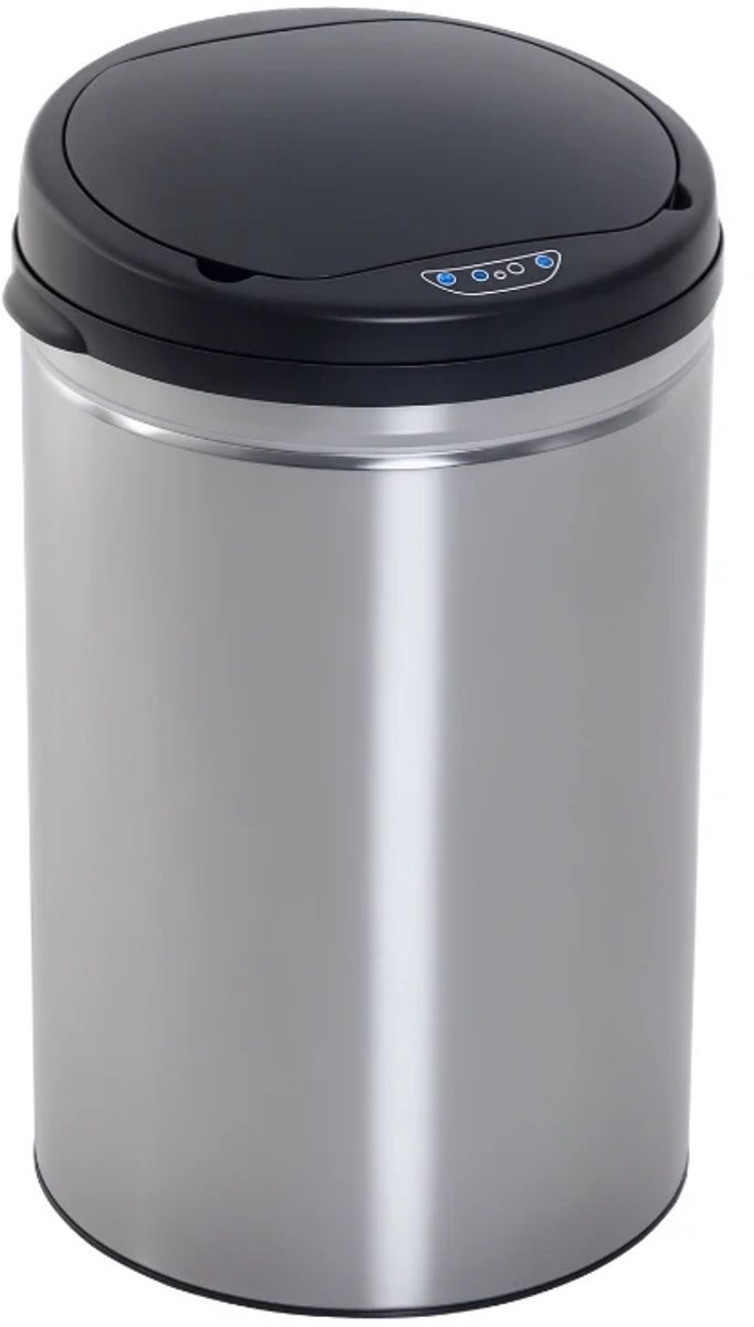 Sensorafvalbak van 30L- Prullenbak met Sensor - Afvalbak met Bewegingssensor - Waterdicht - Softclose - voor Keuken, Kantoor, Slaapkamer - Zwart + Zilver