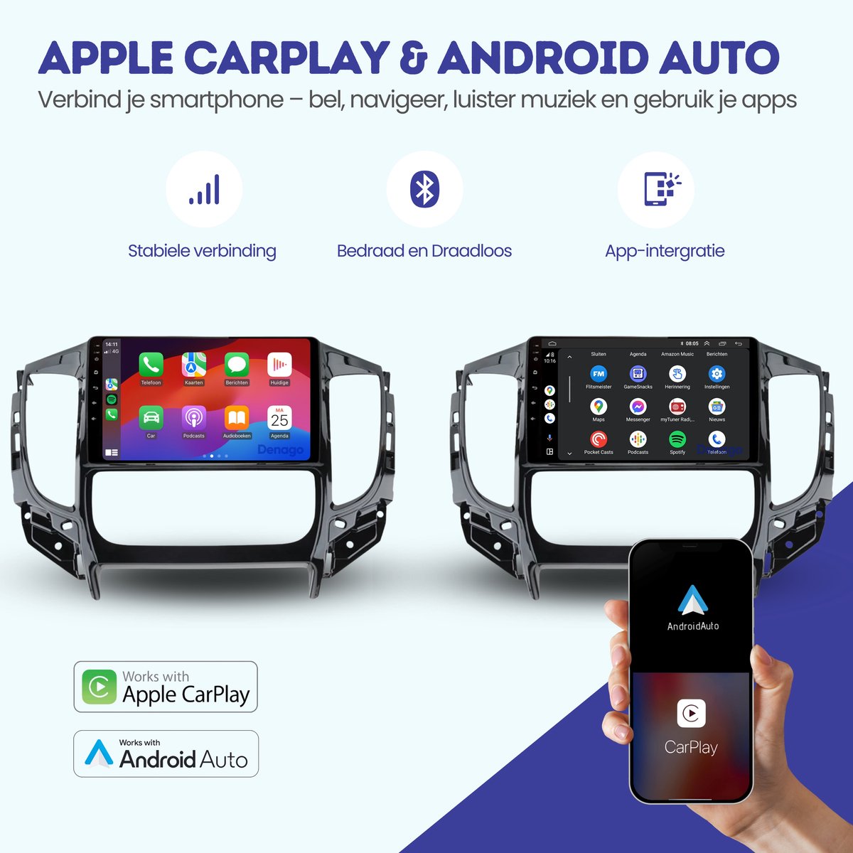 CarPlay autoradio geschikt voor Mitsubishi Triton (2015 t/m 2022) | 9 inch | Android 13 | Draadloos Apple CarPlay & Android Auto | 2GB + 32GB | QuadCore processor | Denago DNG-A177 | 2025 model | 2015 2016 2017 2018 2019 2020 2021 2022 | Bluetooth &