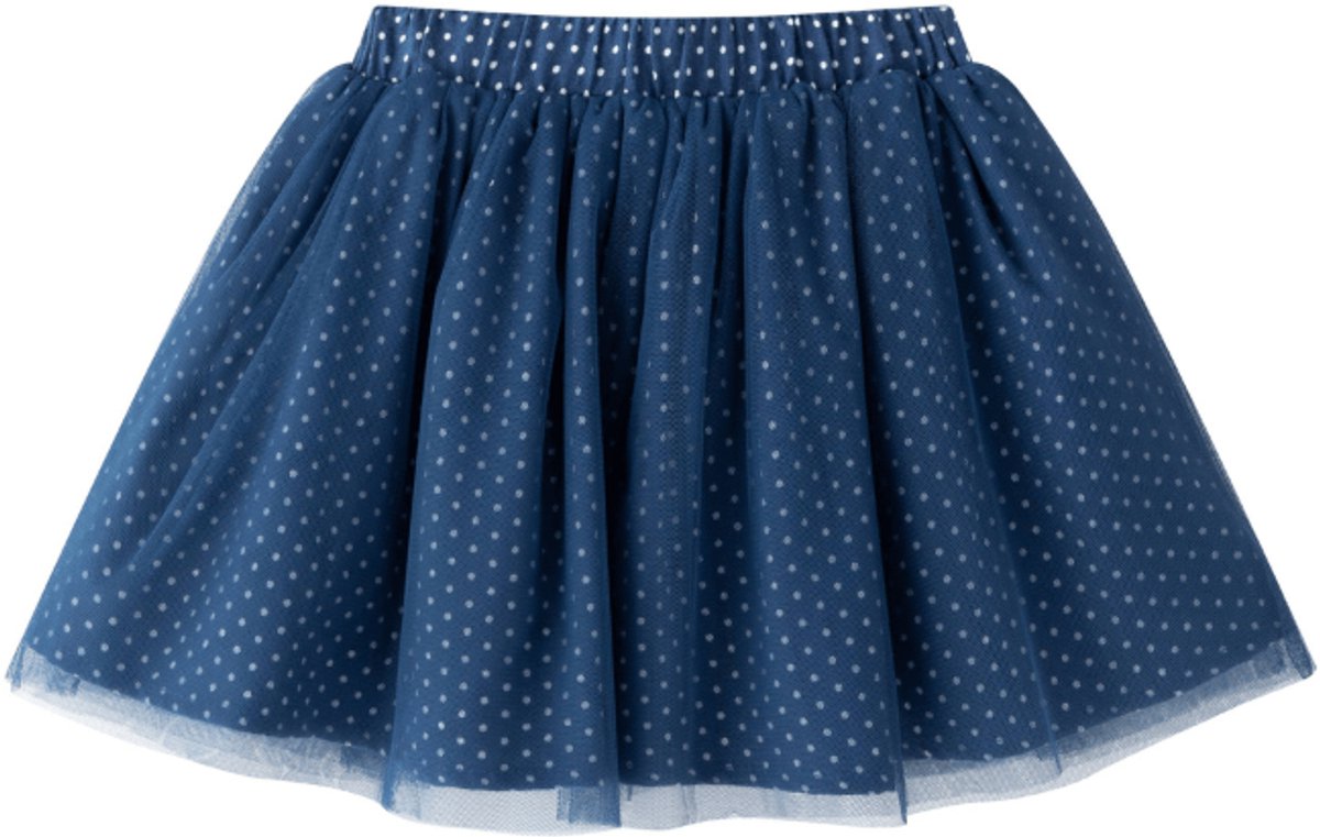 Newness Meisjes tule rok blauw met witte stippen