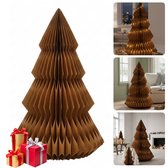 Cheqo® Sapin de Noël décoratif - Sapin de Noël en papier - Sapin de Noël marron - Design de sapin de Noël - Décoration de Noël unique - Sapin de Noël pliable - Sapin de Noël écologique - Sapin de Noël d'intérieur - Décoration de Noël élégante