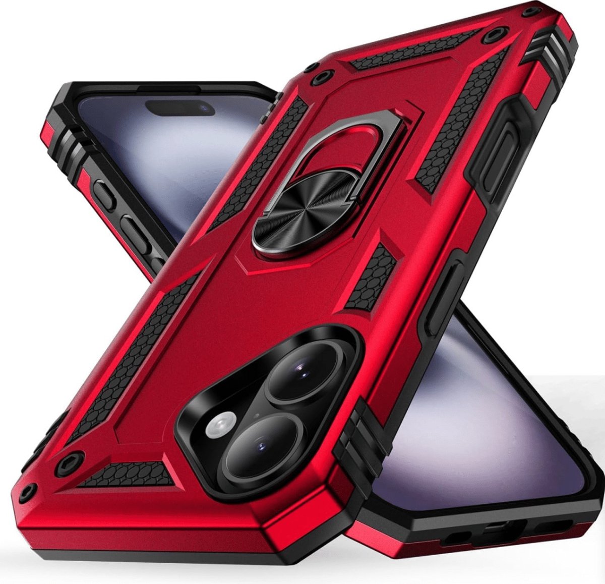 Casemania – Backcover - iPhone 17 – Armor Kickstand – Ring Rood