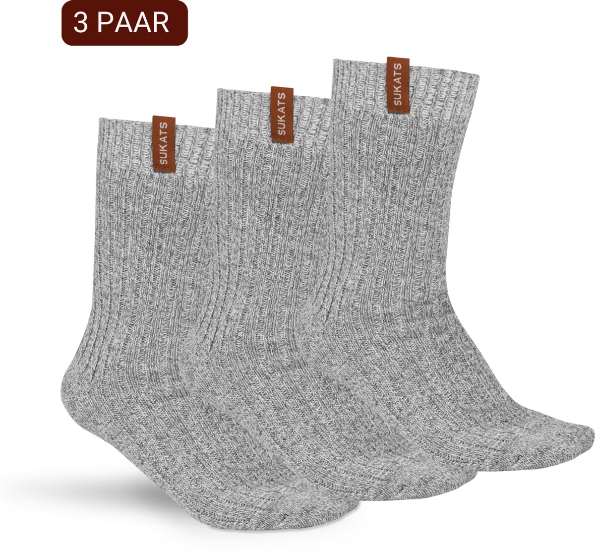 Sukats® The Norwegians Premium Deluxe - Noorse Sokken met badstofzool - Maat 43-46 - 3 Paar - Heren - Werksokken - Nordic Socks - Warme Sokken - Wintersokken - Wollen Sokken - Scandinavische Sokken - Verwarmde Sokken