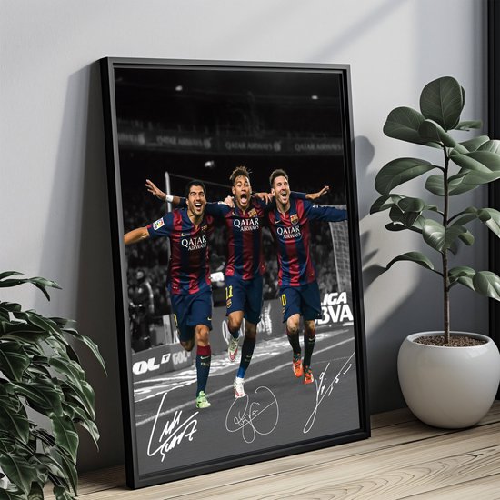 Ondertekend 2016/17 Witte Neymar Jr. Lionel Messi Suarez Barcelona foto fotolijst Autograaf Voetbal
