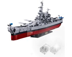Sluban M38-B1291 - USS Missouri Slagschip bouwset incl. LED verlichtingen | WW2 Army boot constructie modelbouw | Educatief militair & leger speelgoed bouwpakketten voor kinderen & volwassenen | Blok formaat 4.9mm | Bouwdoos met 1741 bouwstenen