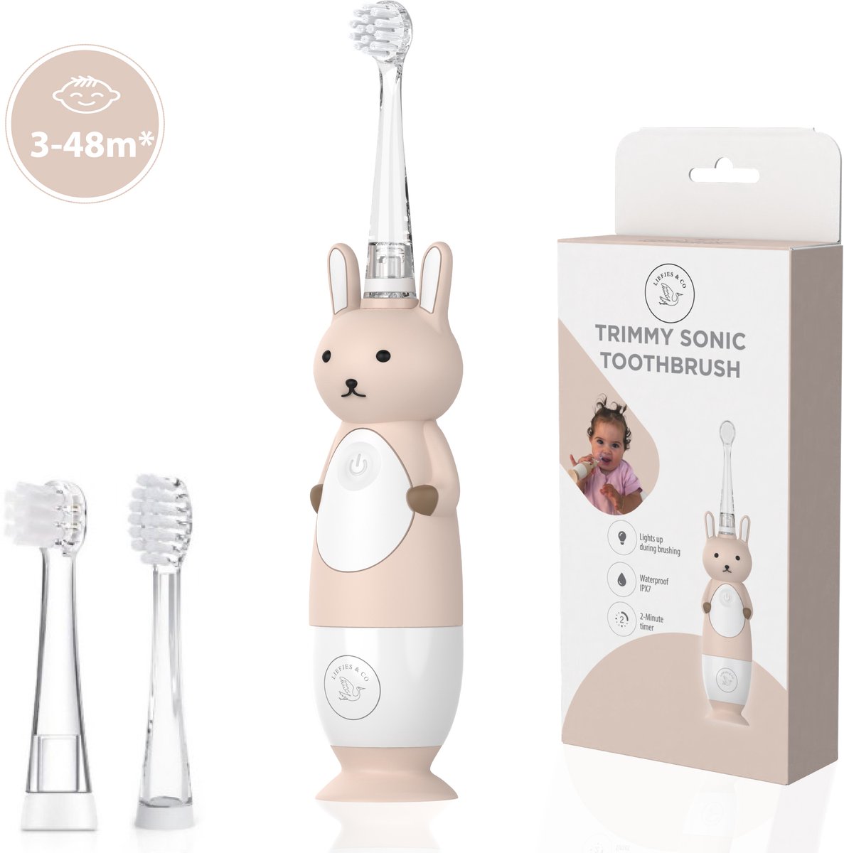 Liefjes & Co Trimmy – Sonische Elektrische Tandenborstel Kind & Baby 0-4 Jaar – Met Timer — afbeelding 1