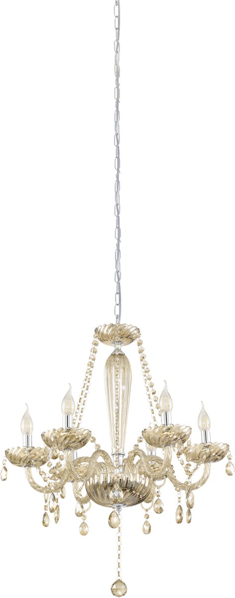 Stars of Light Basilano Kroonluchter Hanglamp - E14 - Ø 72 cm - Chroom|Cognac