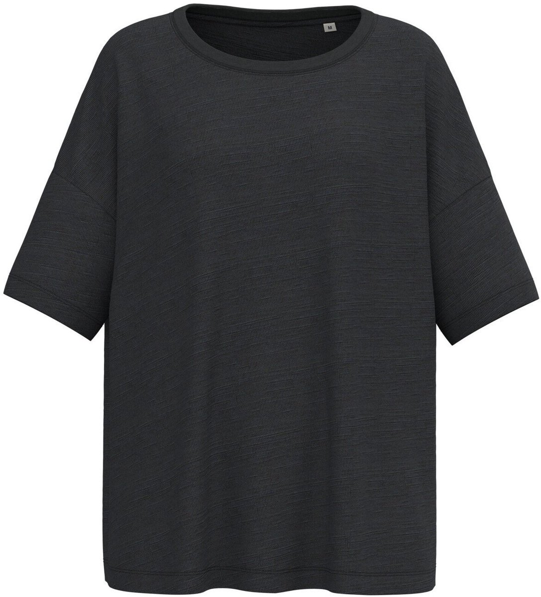 Spasso Ecologisch oversized dames slub-T-shirt met afhangende schouders SP304 - Black - M
