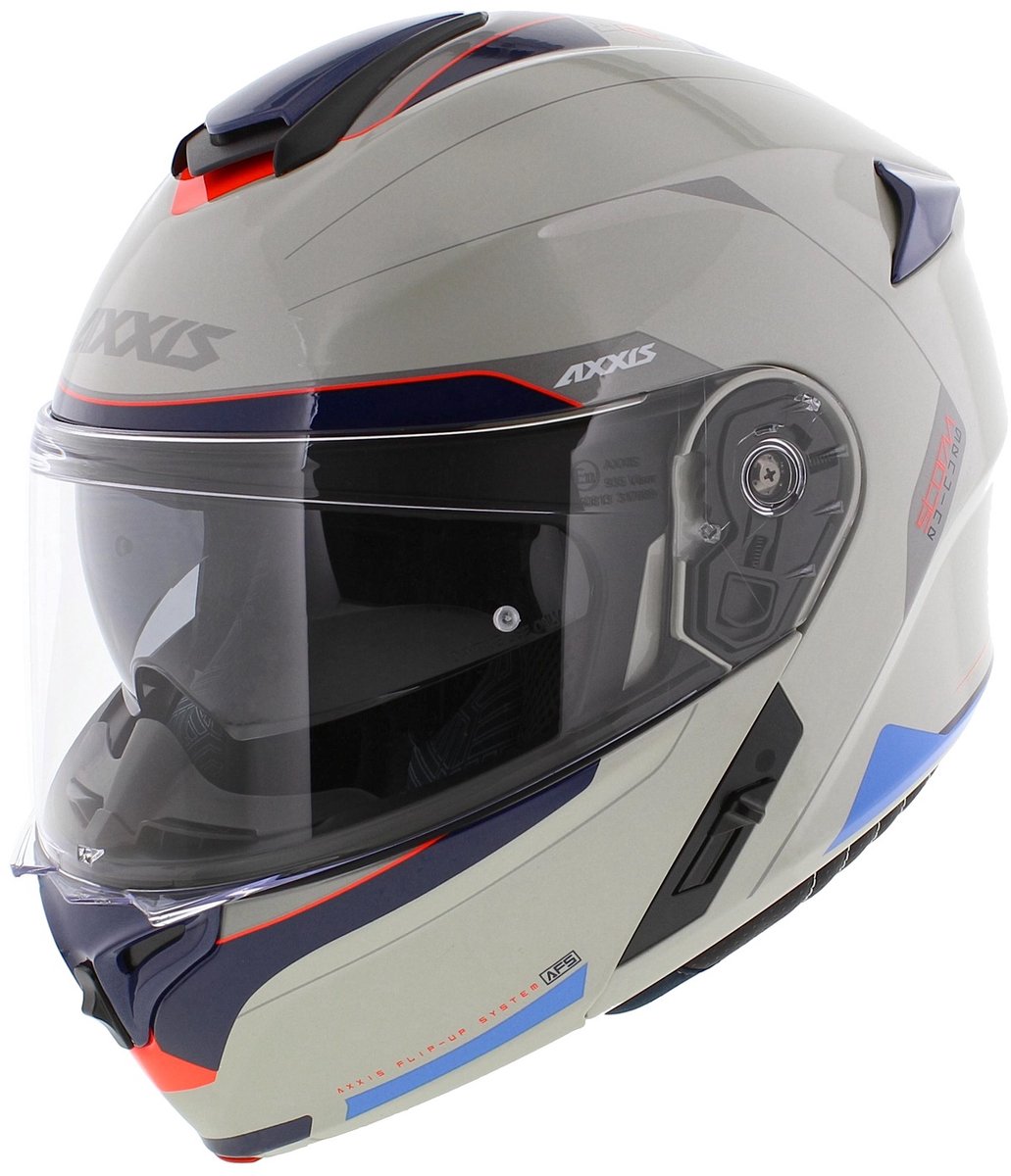 Axxis Storm S SV systeemhelm Genuine glans grijs blauw - Maat M