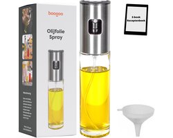 BooGoo® Olijfolie Sprayer – Inclusief Recepten eBook – Olijfolie Fles Verstuiver voor Keuken – Navulbare Cooking Spray – Glas – Voor Airfryer, BBQ & Bakken - Oliefles