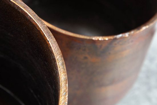 Set de 2 pots de fleurs FLEURS XL 20/30 cm en métal cuivré flammé - 40905