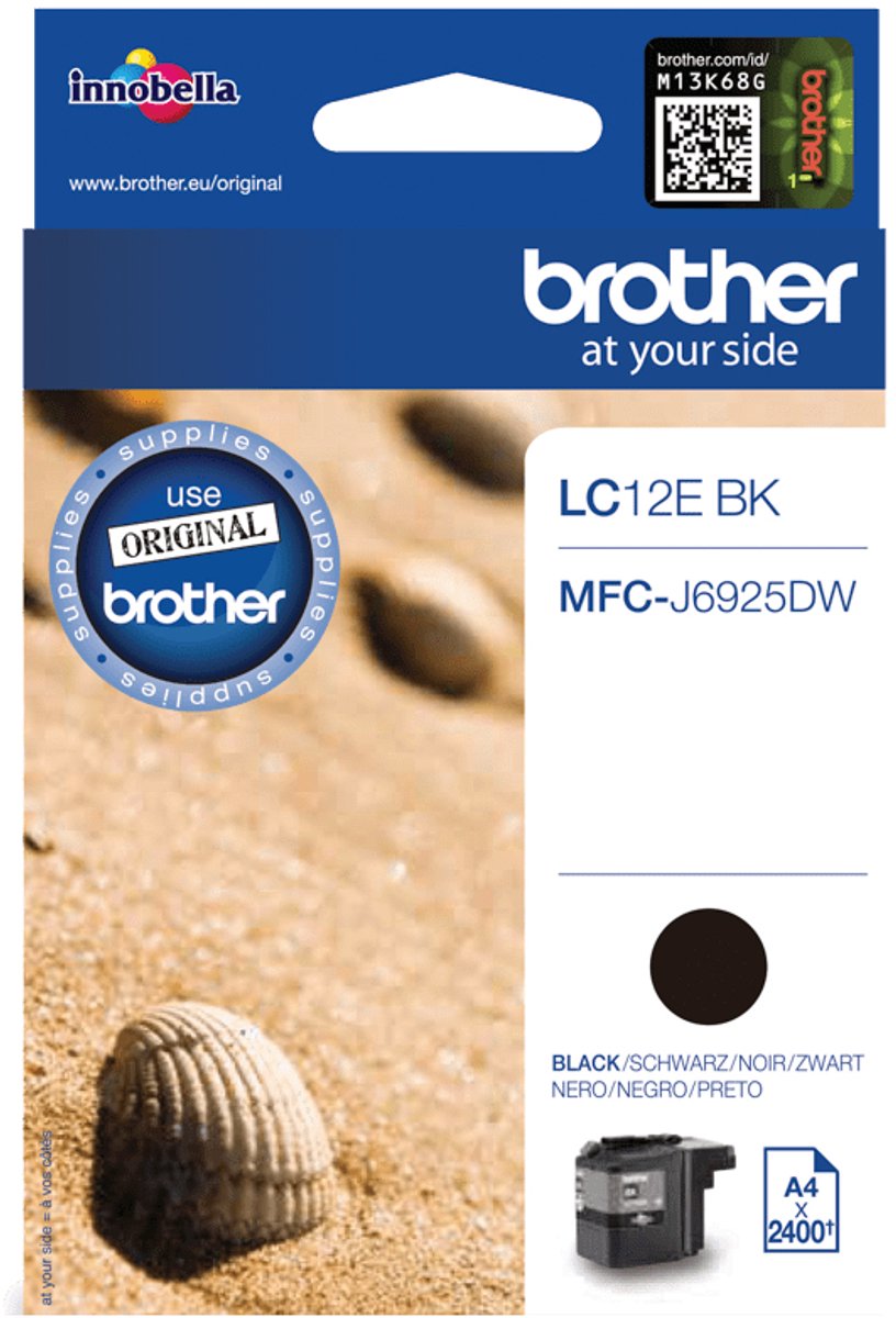 Brother LC12EBK inktcartridge, zwart, 1 stuk, origineel