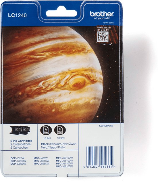Brother LC-1240BKBP2DR inktcartridge Origineel Zwart Multipack 2 stuk(s)