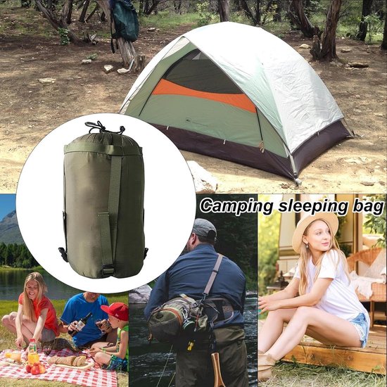 Compressiezak - Slaapzak compressiezak - Slaapzak opbergzak - Opbergzak - Opbergzakken voor backpacken - Draagbare slaapzakopbergzak - Lichtgewicht backpackzak - kampeeropbergzak - voor reizen, kamperen en outdoor backpacking - groen - 18*18*38 cm van Merkloos — afbeelding 3