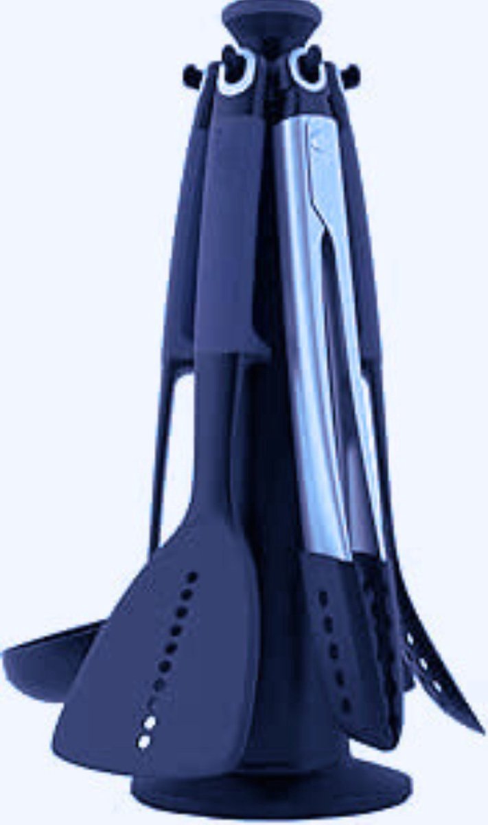 Thuys – Elevate Keukengerei Set 6 Stuks – Met Roterende Houder – En Ergonomische Siliconen Handgrepen – Grijs