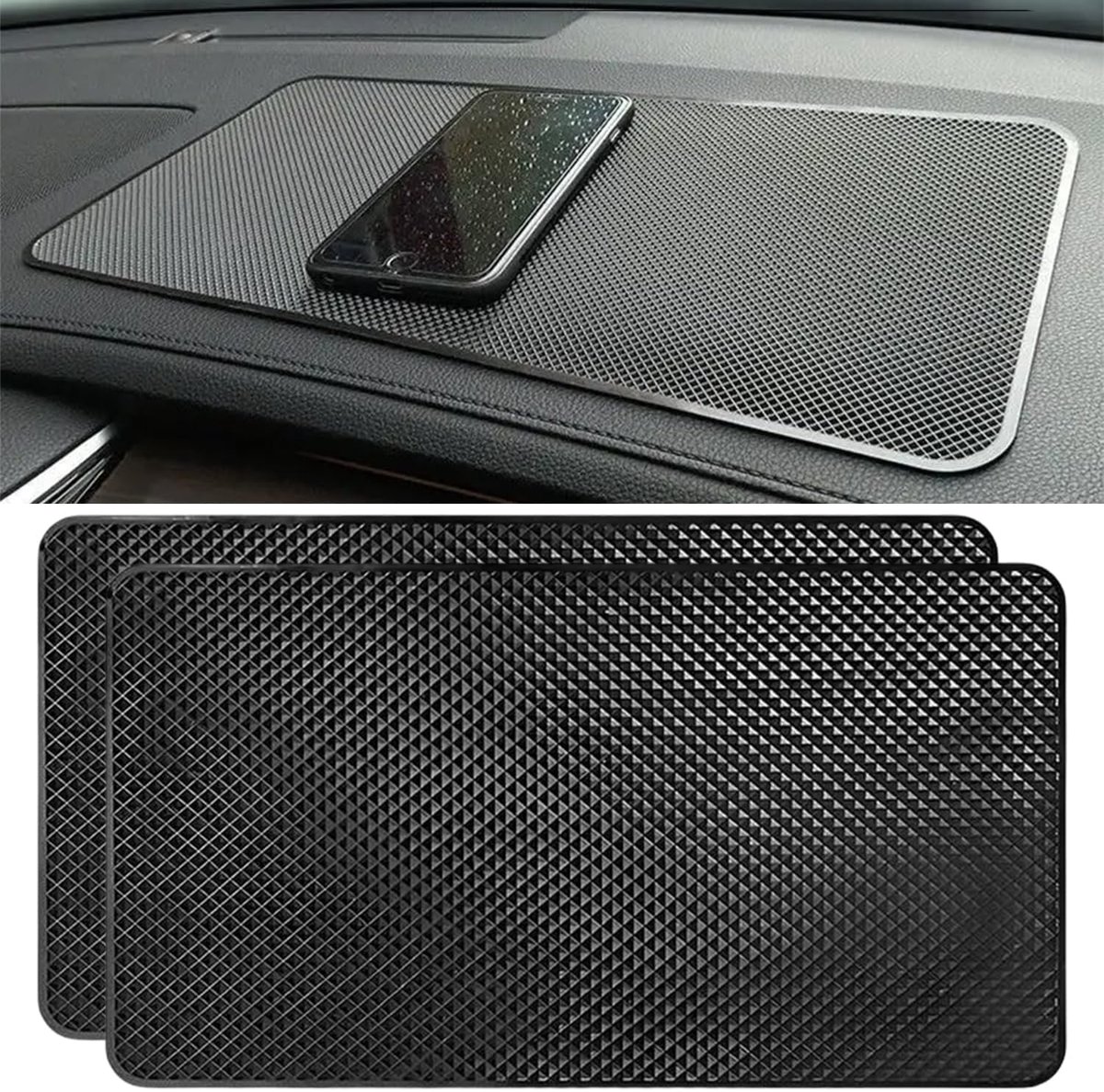 Image of 2 Pcs Large Non-Slip Car Dashboard Sticky Pads, 27 x 15cm Non-Slip Gel Car Dirt Mats, Self Adhesive PU Magic Car Pads, Heat Resistant, for Cars
