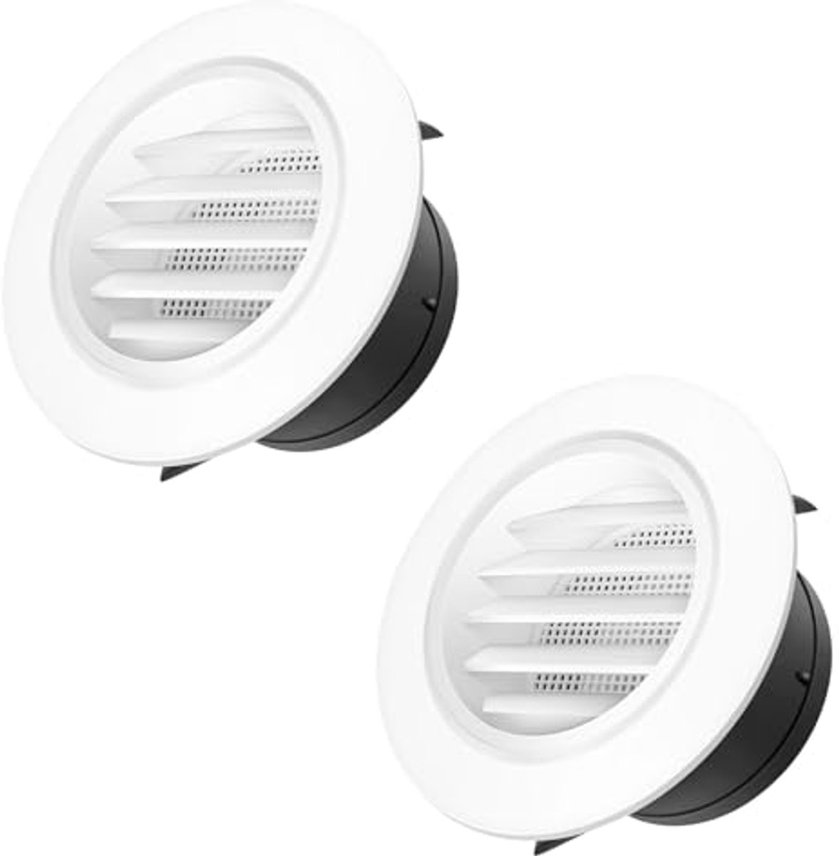 Rond Ventilatierooster 100 mm - Insectenbescherming voor Ventilatiesystemen - 2 Stuks - Wit Kunststof