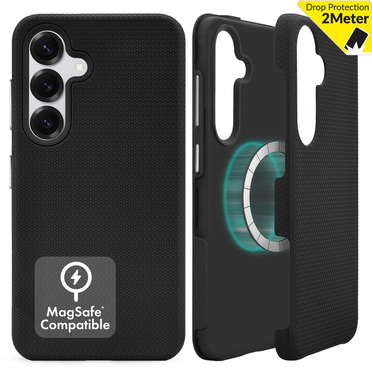 My Style Hoesje geschikt voor Samsung Galaxy S25 MagSafe Telefoonhoesje Hardcase | My Style Magsafe Tough Backcover Shockproof | Geschikt voor MagSafe | Geschikt voor Draadloos Opladen met Magnetische Ring | Geschikt voor MagSafe Case - Zwart