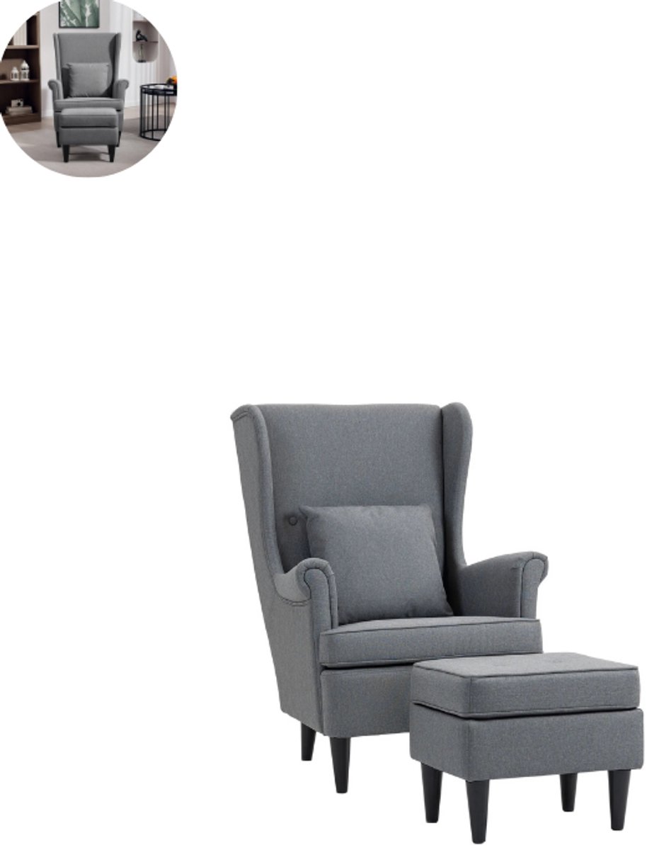 Fauteuil - Relaxzetel - Relaxstoel - Relaxfauteuil - Stoel - Met armleuning - Met voetenbank - Voor één Persoon - Grijs
