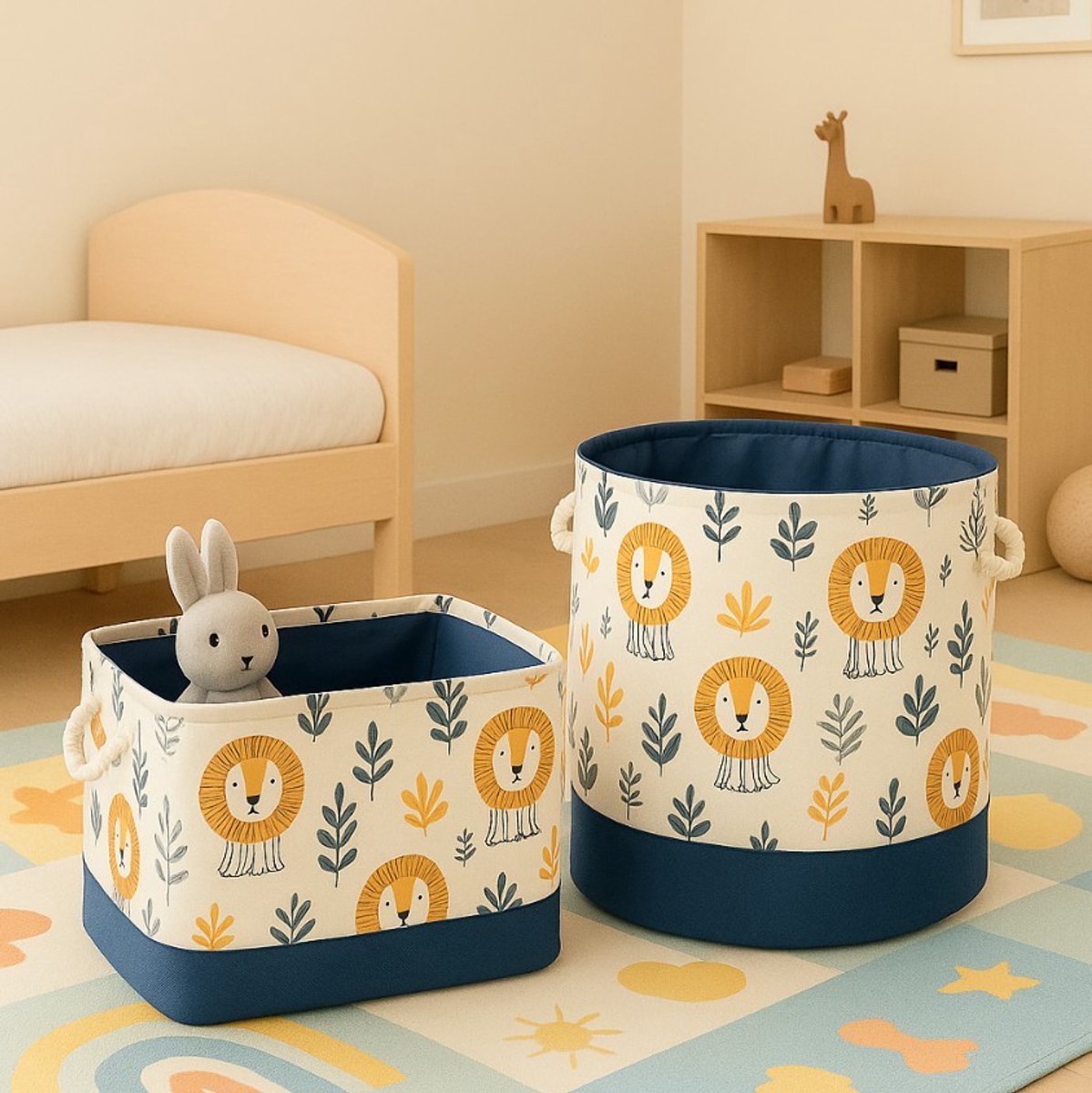 Meubelsvanjoep opbergzak Organizer 2 stuks - Opbergtas en Organiser voor Speelgoed en Kleding - Opvouwbaar - Leeuw 40 x 35 CM - Opbergdoos - Opbergbox kinderkamer