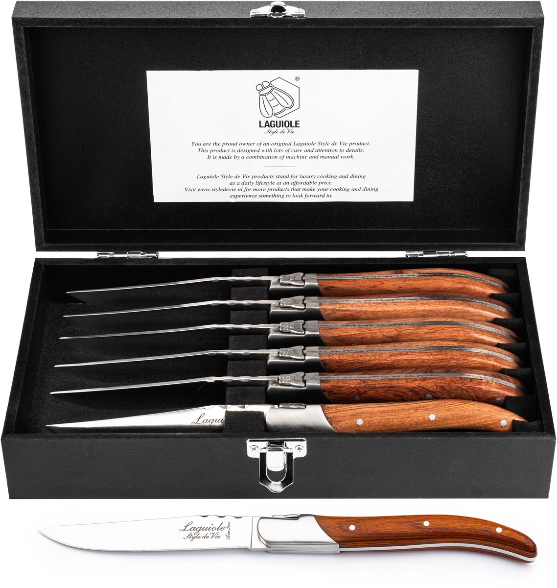 Laguiole Style de Vie Steakmessen Luxury Line - 6-delig - Pakka Rose