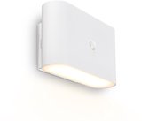 BRILONER Chet – LED Wandlamp oplaadbaar – zonder stroom & boren – met bewegingssensor – warm wit licht – met kleefpad – wit – 16 x 9,5 x 6,5 cm