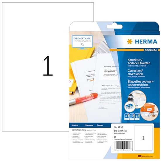 HERMA 4271 universele etiketten A4 klein (48,3 x 16,9 mm, 100 velle, papier, mat) zelfklevend, bedrukbaar, permanente klevende adreslabels, 6.400 etiketten voor printer, wit HERMA 4271 universele etiketten A4 klein (48,3 x 16,9 mm, 100 velle, papier, mat) zelfklevend, bedrukbaar, permanente klevende adreslabels, 6.400 etiketten voor printer, wit