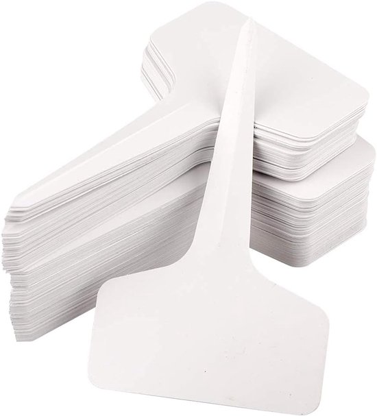 100 stuks plantenlabel, zaailinglabel, moestuin, planten, waterdicht, plastic, buiten, wit, 10x6 cm