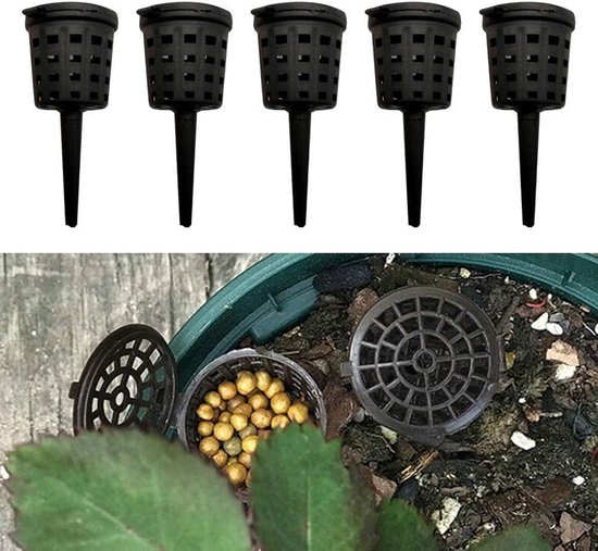 Daity 100 stuks - Meststofmand met deksel voor langzaam vrijkomende en vertraagd vrijkomende meststof, tuinkwekerijpotten, draagbare aquarium-orchideeëntuin, landbouw, langzaam vrijkomende meststof voor bonsai-gekweekte planten (5*2cm) van Merkloos	 — afbeelding 2