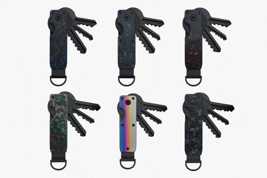 Porte-clés compact - Organiseur de clés avec tournevis - Coloré (carbone) - Porte-clés avec Ring en D