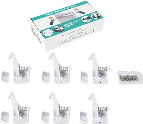 Armoires à sécurité enfant LockPro | Sécurité enfant invisible | Bloque-placards pour enfants | Armoire à sécurité enfant invisible | 10 pièces | Blanc