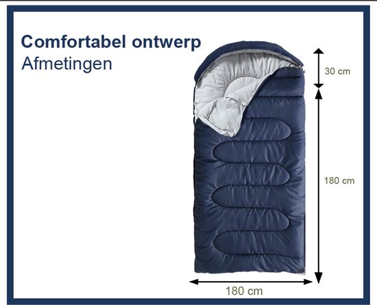 Mummy Slaapzak - 3 Seizoenen - Slaapzakken Volwassenen - Slaapzak - Slaapzakken - Kamperen - Donkerblauw - inclusief draagtas van Ecelesio — afbeelding 3