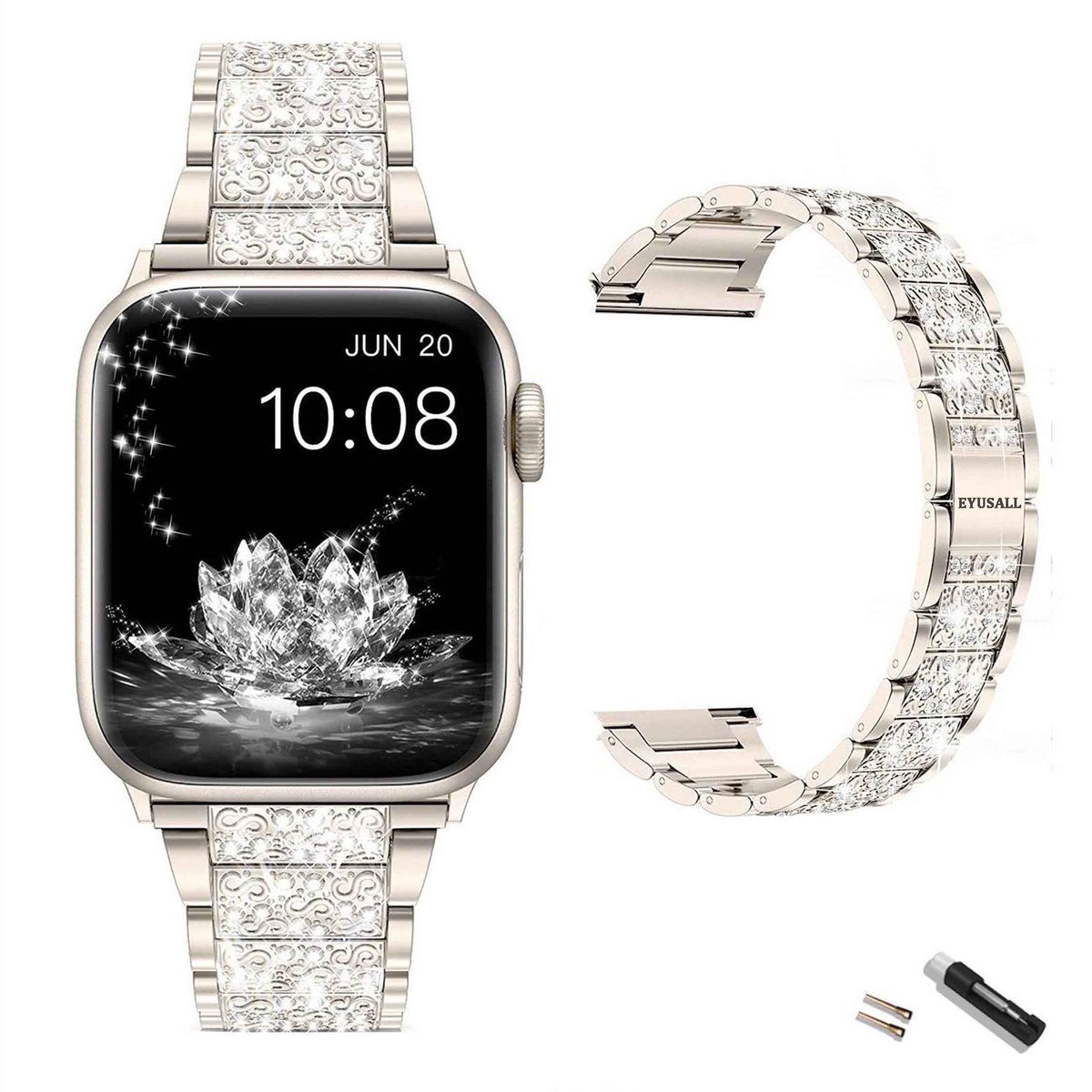EYUSALL Sparkling Diamanten horlogeband voor Apple Watch - 38/40/41 mm - Compatibel met Serie 7-1 + SE