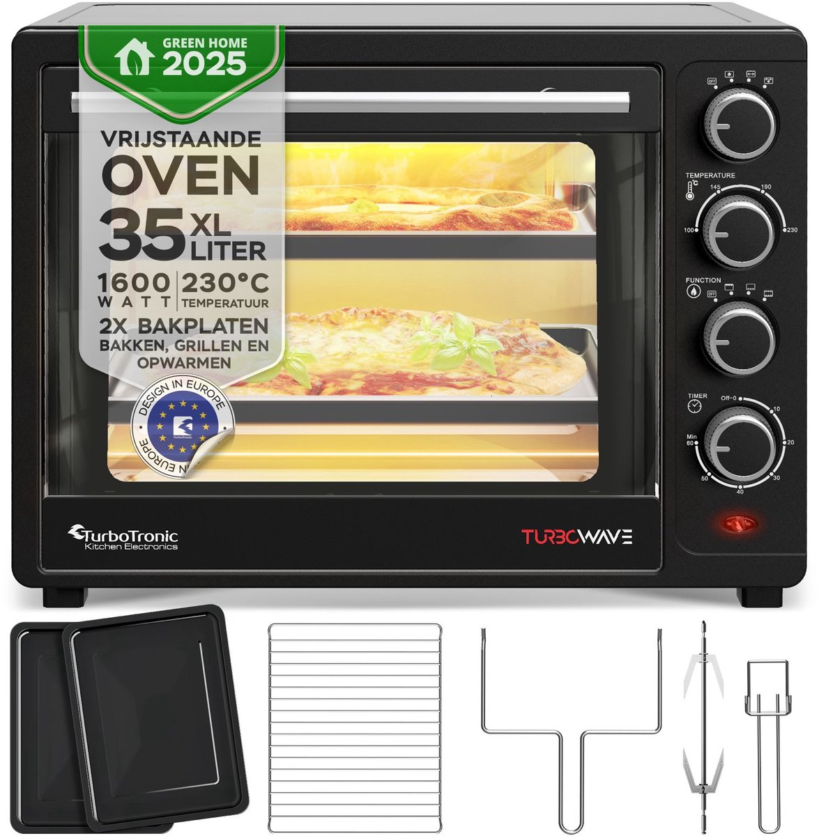 TurboTronic TT-EV35 - Vrijstaande oven - 35 liter