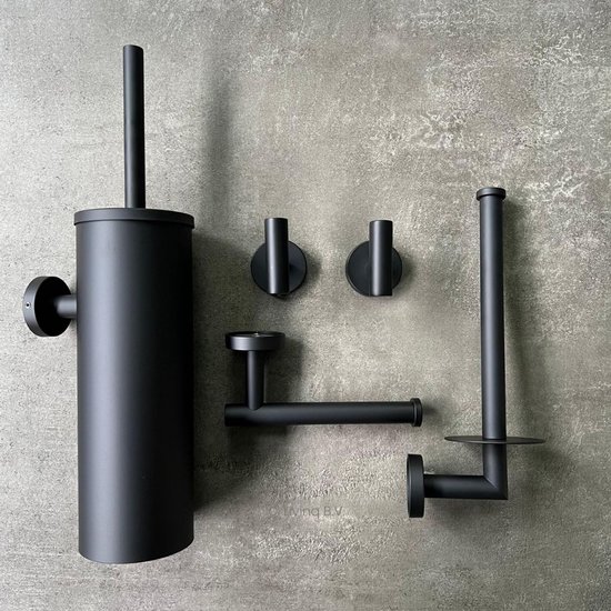 Toiletaccessoireset Zwart 5-delig - Toiletborstelhouder - Toiletrolhouder - Reserverolhouder - Handdoekhaakjes - Toiletset Accessoires