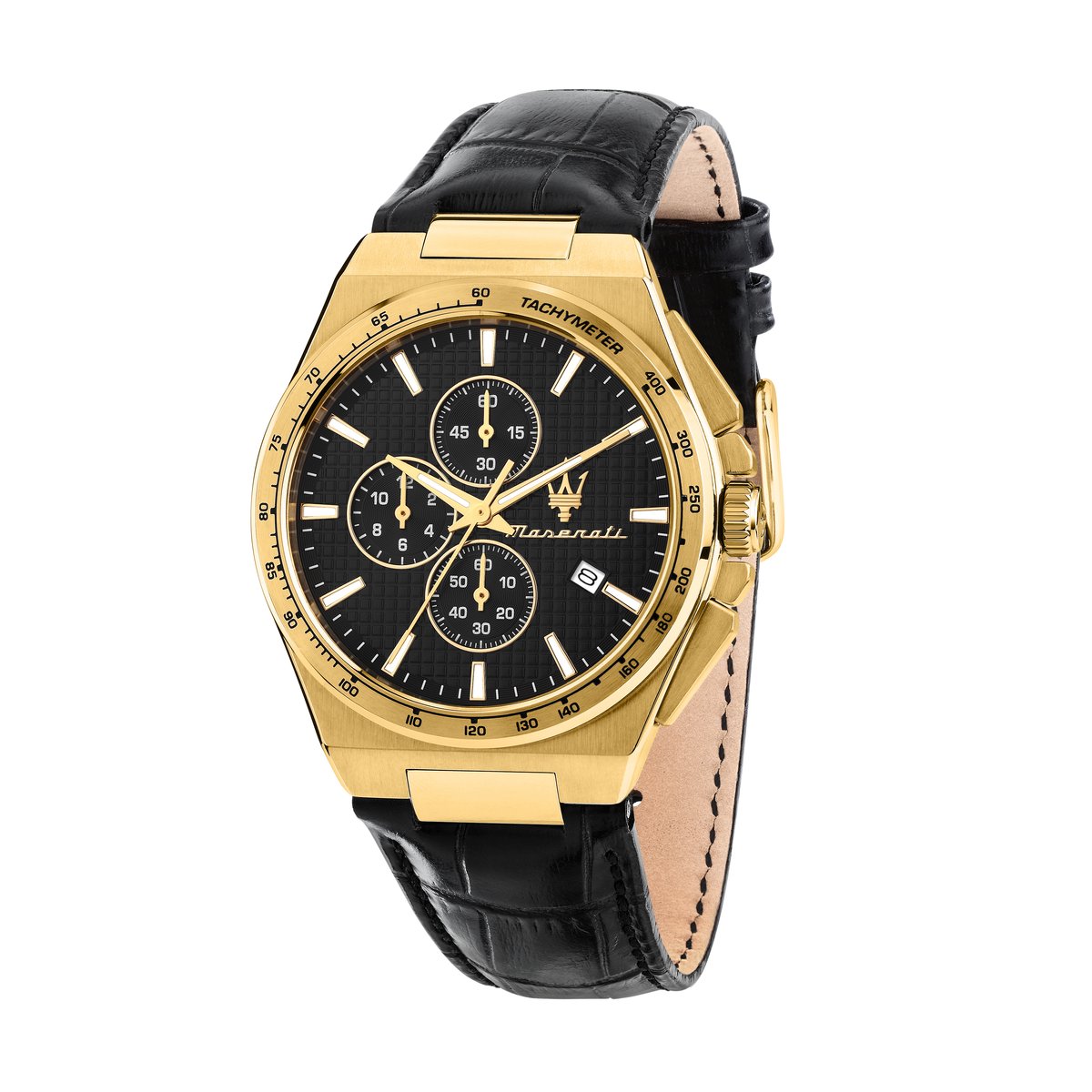 Maserati - Velocita - Slim - watch - R8871653001 - Chronograaf - Zwart - Goud - Leer - 41 MM - Heren - horloge