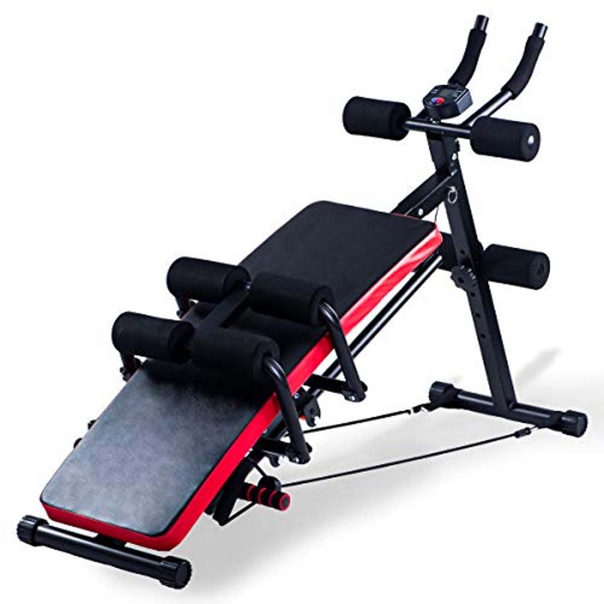 Verstelbare Buikspieren Trainen Machine voor Thuis Gym - Opvouwbare Core Workout Apparatuur met Weerstandsbanden en LCD-Scherm