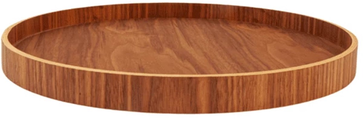 XLBoom Serve Tray Ø 35cm Walnut - Design dienblad van multiplex met anti-slip - Verkrijgbaar in Black | Walnut | Willow - Tijdloos serveerblad voor tafel, keuken en interieur
