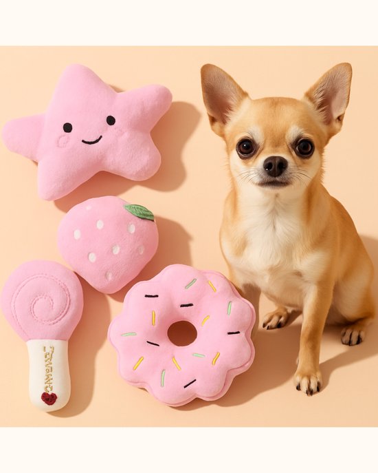 Jouets Puppy - Paquet - Ensemble de 9 pièces Rose - Set Jouets pour petits chiens - Ensemble cadeau pour Puppy - Chien Jouets - Puppy - Cadeau -